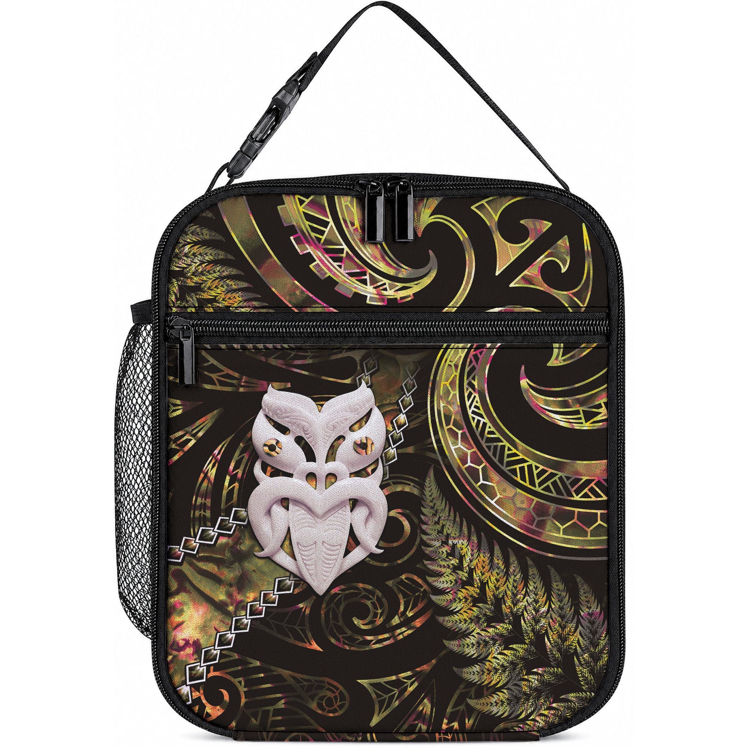 New Zealand Aotearoa Lunch Bag Maori Wheku Paua Shell Glitter Gold