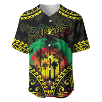 Aloha Tropical Palm Trees Baseball Jersey Reggae Polynesian Pattern LT05 Black - Polynesian Pride