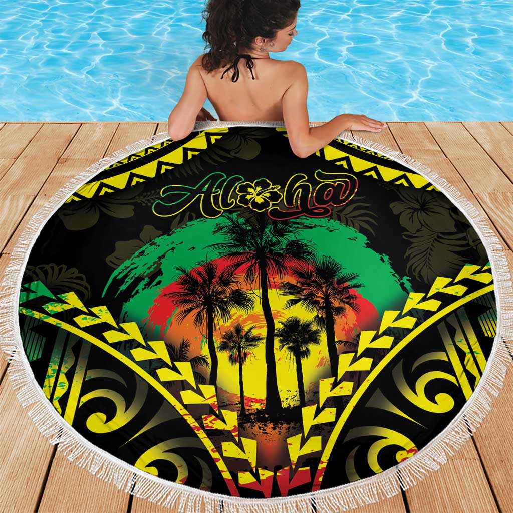 Aloha Tropical Palm Trees Beach Blanket Reggae Polynesian Pattern