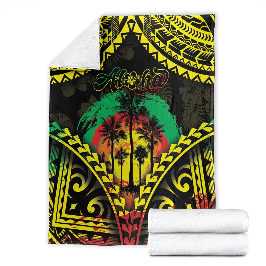 Aloha Tropical Palm Trees Blanket Reggae Polynesian Pattern