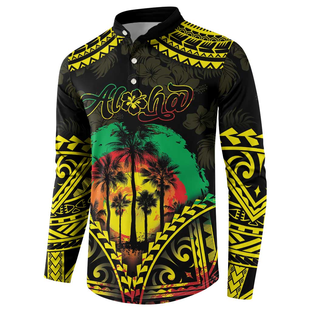 Aloha Tropical Palm Trees Button Sweatshirt Reggae Polynesian Pattern LT05 - Polynesian Pride