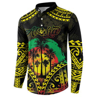 Aloha Tropical Palm Trees Button Sweatshirt Reggae Polynesian Pattern LT05 - Polynesian Pride