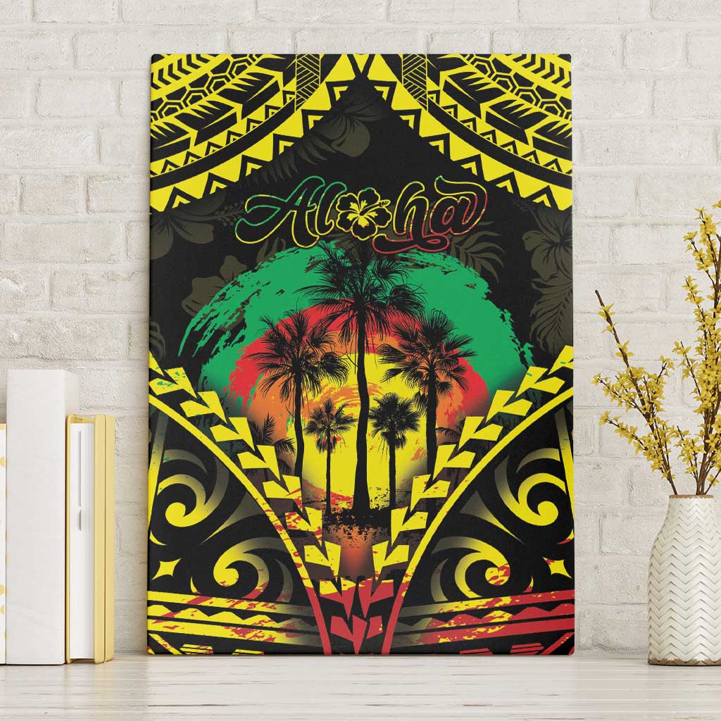 Aloha Tropical Palm Trees Canvas Wall Art Reggae Polynesian Pattern