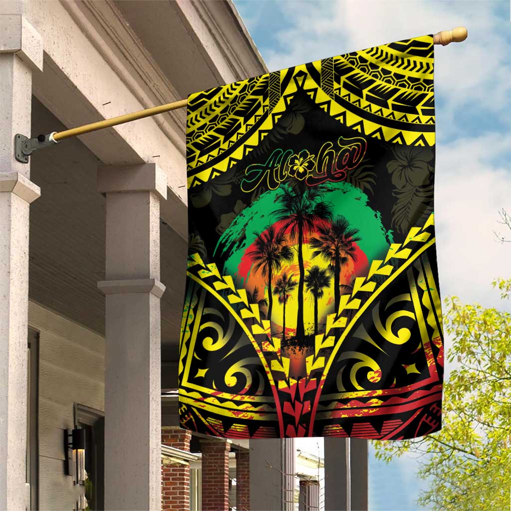 Aloha Tropical Palm Trees Garden Flag Reggae Polynesian Pattern