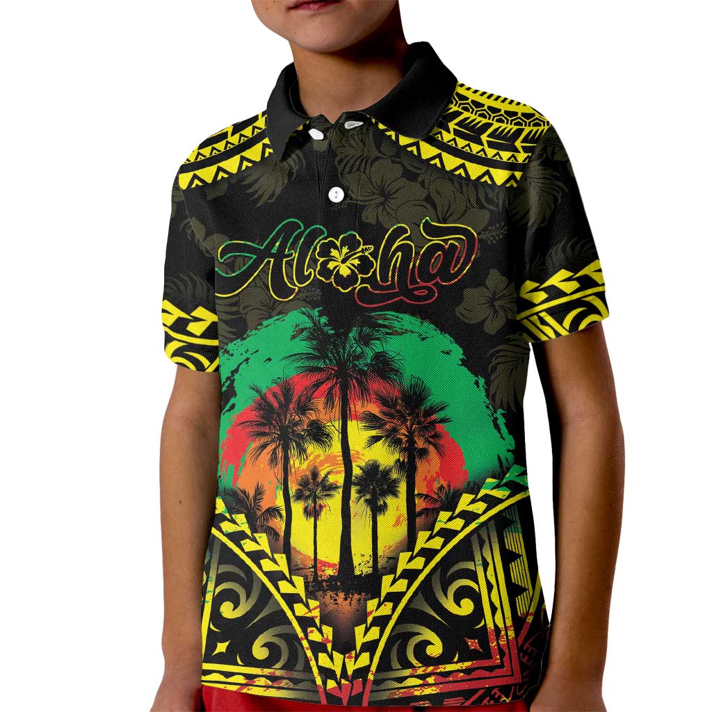 Aloha Tropical Palm Trees Kid Polo Shirt Reggae Polynesian Pattern LT05 Kid Black - Polynesian Pride