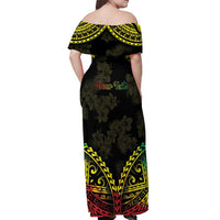 Aloha Tropical Palm Trees Off Shoulder Maxi Dress Reggae Polynesian Pattern LT05 - Polynesian Pride