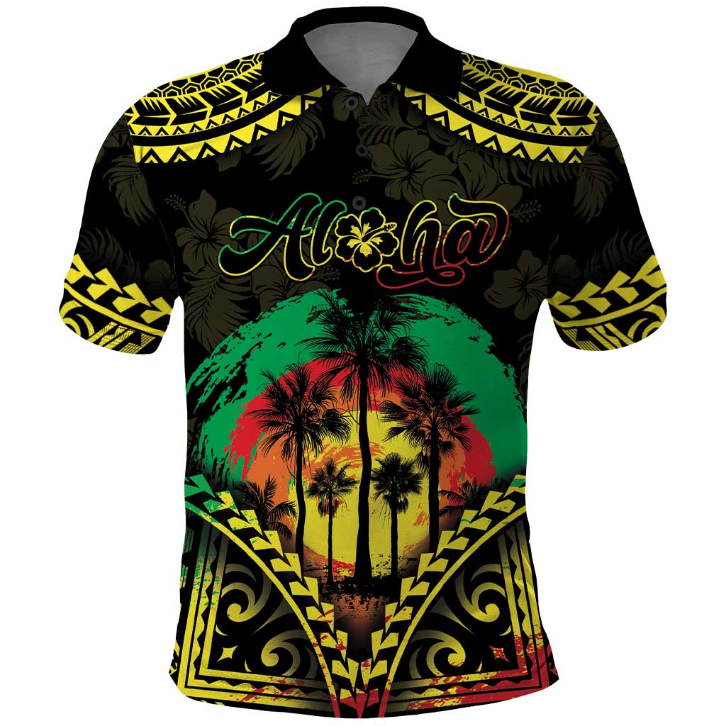 Aloha Tropical Palm Trees Polo Shirt Reggae Polynesian Pattern