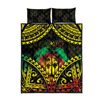 Aloha Tropical Palm Trees Quilt Bed Set Reggae Polynesian Pattern