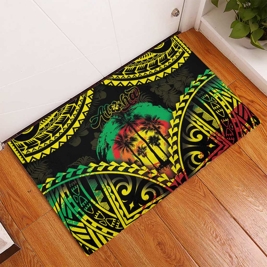Aloha Tropical Palm Trees Rubber Doormat Reggae Polynesian Pattern LT05 - Polynesian Pride