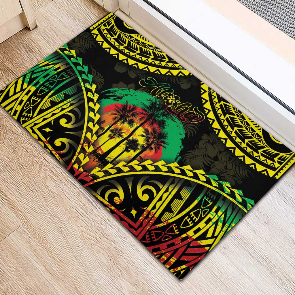 Aloha Tropical Palm Trees Rubber Doormat Reggae Polynesian Pattern LT05 - Polynesian Pride