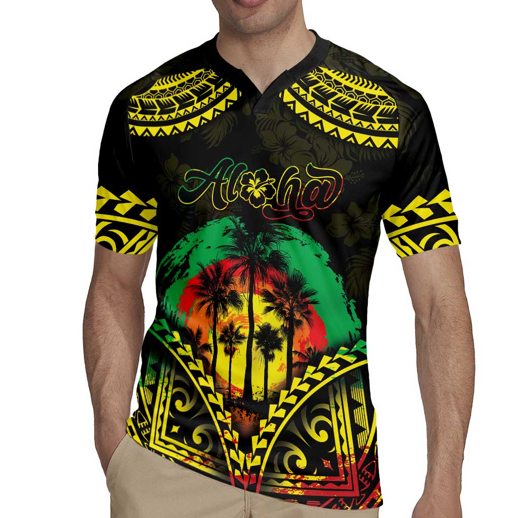 Aloha Tropical Palm Trees Rugby Jersey Reggae Polynesian Pattern