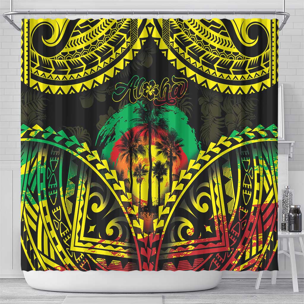 Aloha Tropical Palm Trees Shower Curtain Reggae Polynesian Pattern LT05 - Polynesian Pride