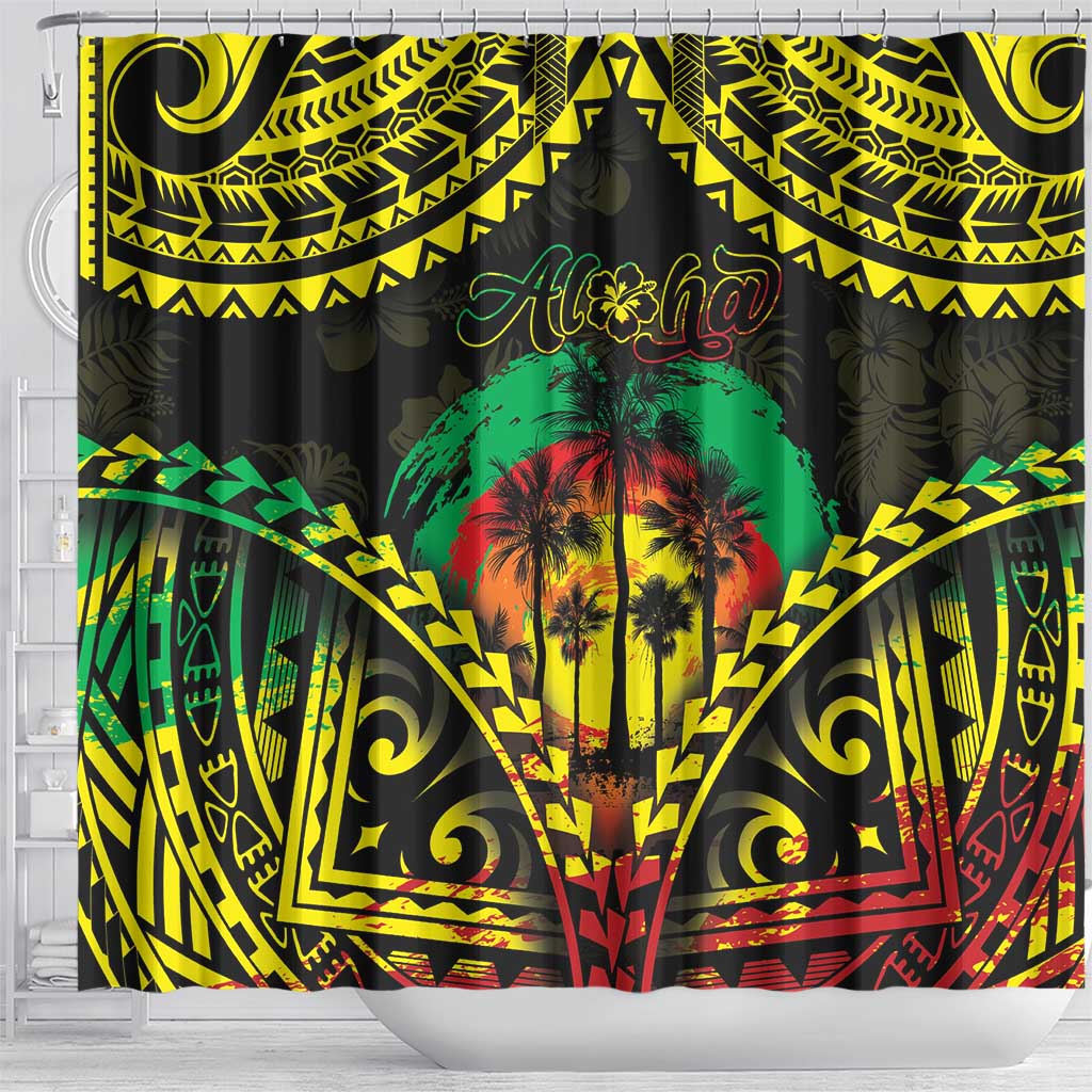Aloha Tropical Palm Trees Shower Curtain Reggae Polynesian Pattern LT05 - Polynesian Pride