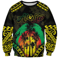Aloha Tropical Palm Trees Sweatshirt Reggae Polynesian Pattern