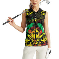 Aloha Tropical Palm Trees Women Sleeveless Polo Shirt Reggae Polynesian Pattern LT05 - Polynesian Pride