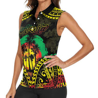 Aloha Tropical Palm Trees Women Sleeveless Polo Shirt Reggae Polynesian Pattern LT05 - Polynesian Pride