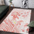 Polynesia Hammerhead Shark Area Rug Tropical Flowers Tribal Pattern Peach