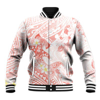Polynesia Hammerhead Shark Baseball Jacket Tropical Flowers Tribal Pattern Peach LT05 Unisex Peach - Polynesian Pride