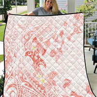 Polynesia Hammerhead Shark Quilt Tropical Flowers Tribal Pattern Peach LT05 Peach - Polynesian Pride
