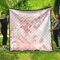 Polynesia Hammerhead Shark Quilt Tropical Flowers Tribal Pattern Peach LT05 - Polynesian Pride