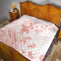 Polynesia Hammerhead Shark Quilt Tropical Flowers Tribal Pattern Peach LT05 - Polynesian Pride