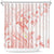 Polynesia Hammerhead Shark Shower Curtain Tropical Flowers Tribal Pattern Peach