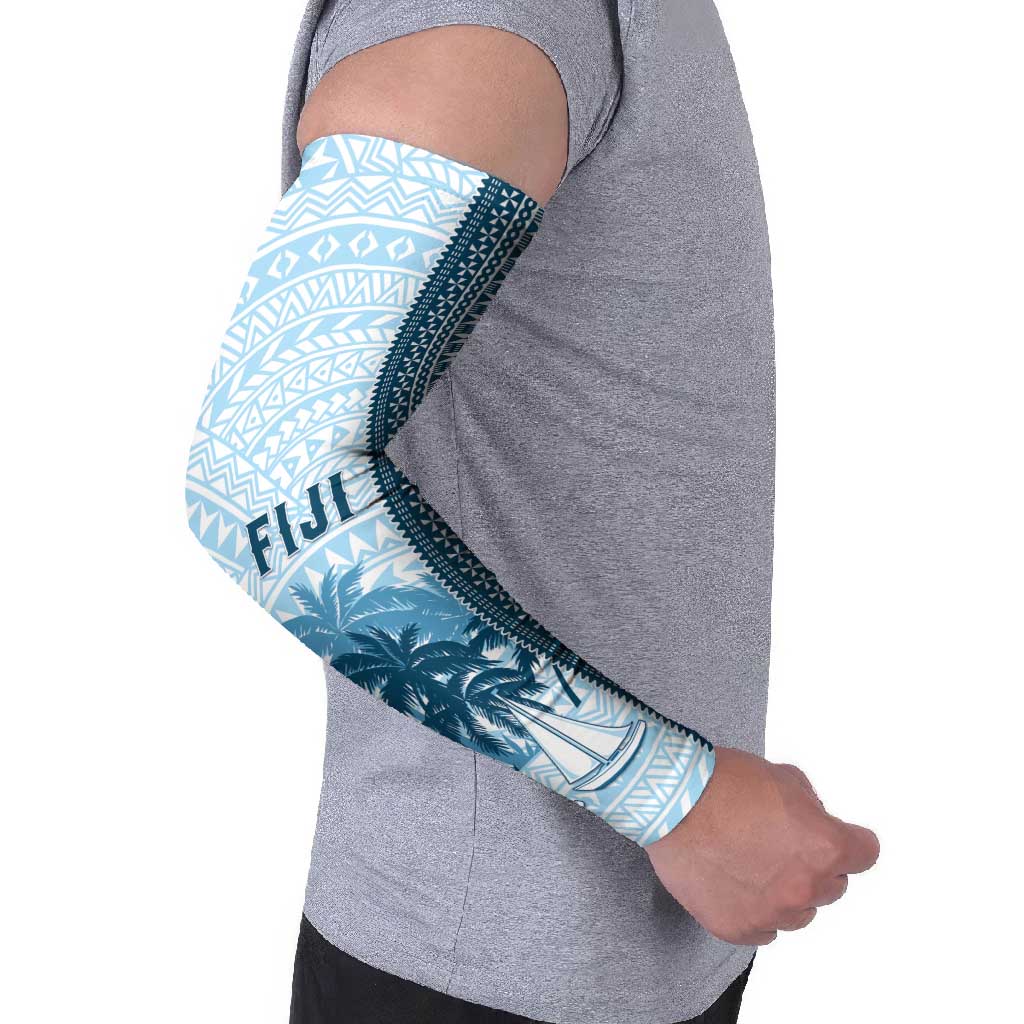 Fiji Regatta Arm Sleeves Palm Tree Tapa Pattern - Polynesian Pride