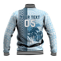 Custom Fiji Regatta Baseball Jacket Palm Tree Tapa Pattern - Polynesian Pride