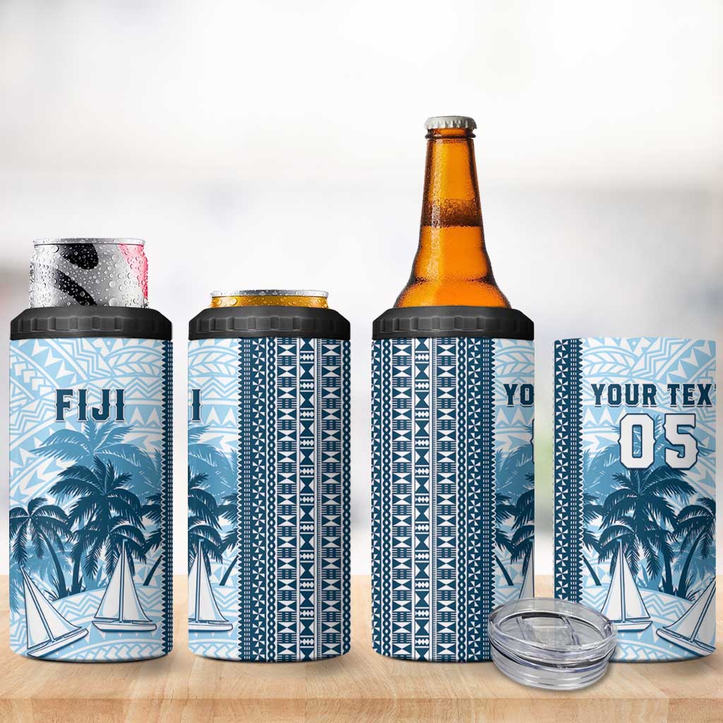 Custom Fiji Regatta 4 in 1 Can Cooler Tumbler Palm Tree Tapa Pattern - Polynesian Pride