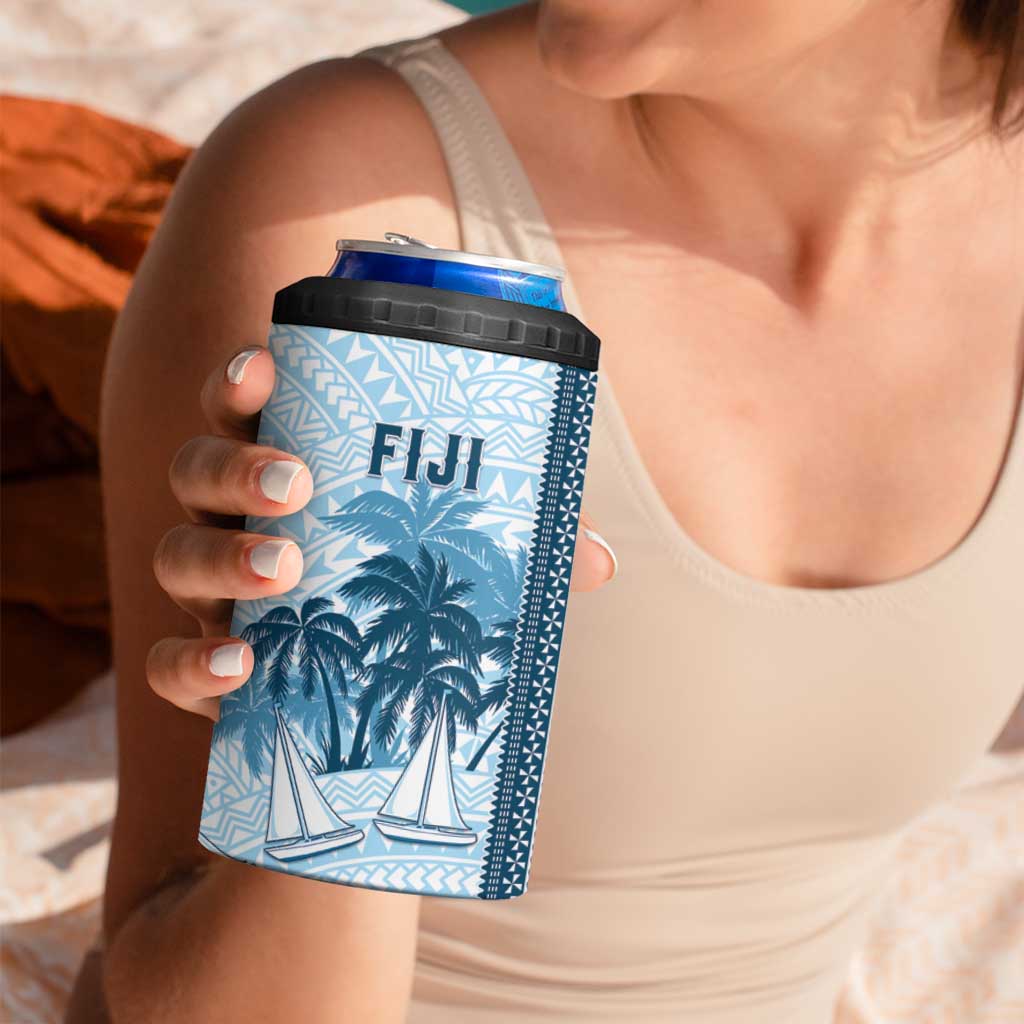 Custom Fiji Regatta 4 in 1 Can Cooler Tumbler Palm Tree Tapa Pattern - Polynesian Pride