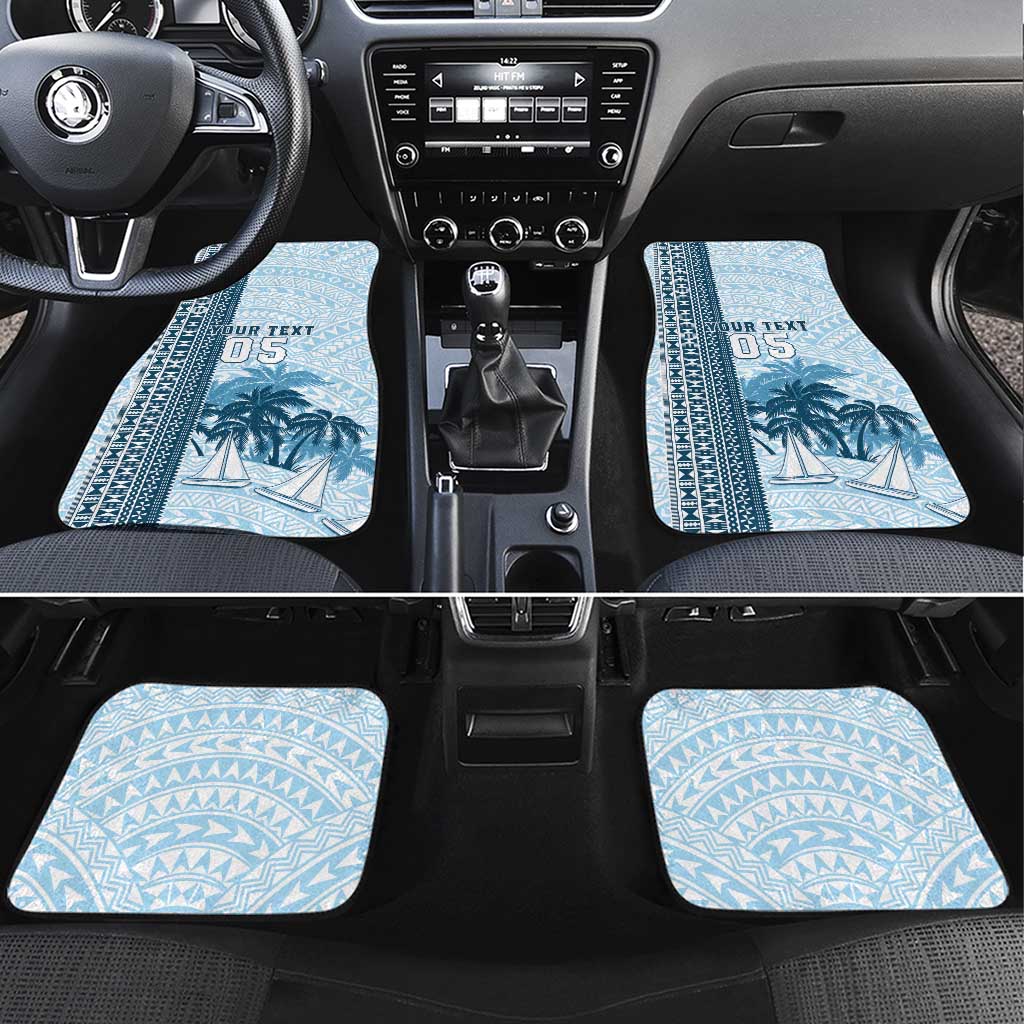 Fiji Regatta Car Mats Palm Tree Tapa Pattern LT05 Set 4pcs Blue - Polynesian Pride