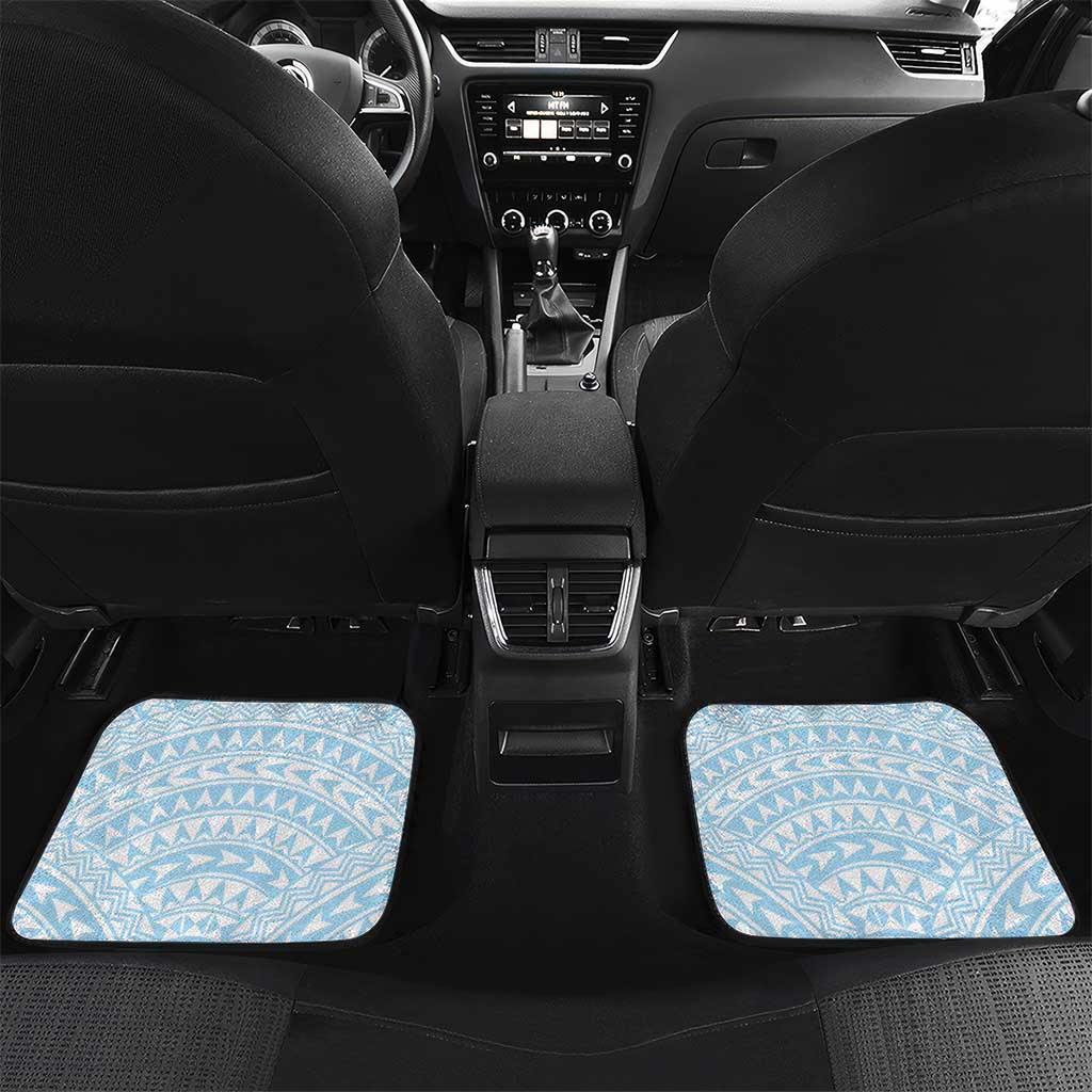 Fiji Regatta Car Mats Palm Tree Tapa Pattern LT05 Set 2pcs - Back Blue - Polynesian Pride