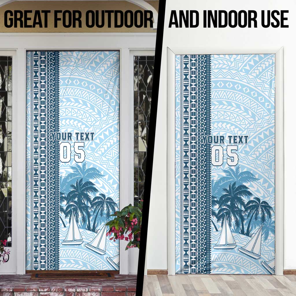 Fiji Regatta Door Cover Palm Tree Tapa Pattern - Polynesian Pride