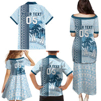 Custom Fiji Regatta Family Matching Puletasi and Hawaiian Shirt Palm Tree Tapa Pattern - Polynesian Pride