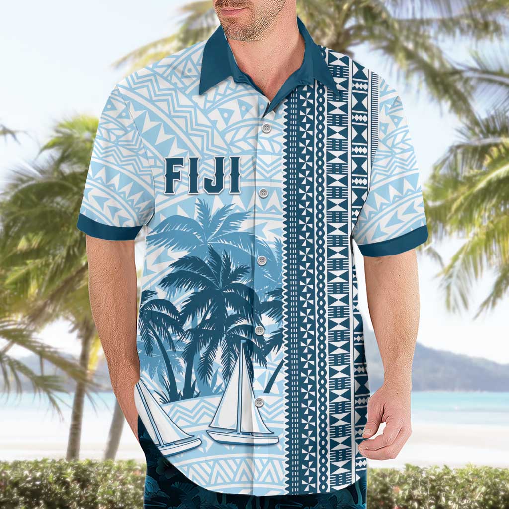Custom Fiji Regatta Hawaiian Shirt Palm Tree Tapa Pattern - Polynesian Pride