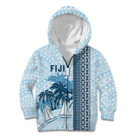 Custom Fiji Regatta Kid Hoodie Palm Tree Tapa Pattern - Polynesian Pride