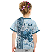 Custom Fiji Regatta Kid T Shirt Palm Tree Tapa Pattern - Polynesian Pride