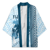 Custom Fiji Regatta Kimono Palm Tree Tapa Pattern LT05 Unisex Blue - Polynesian Pride