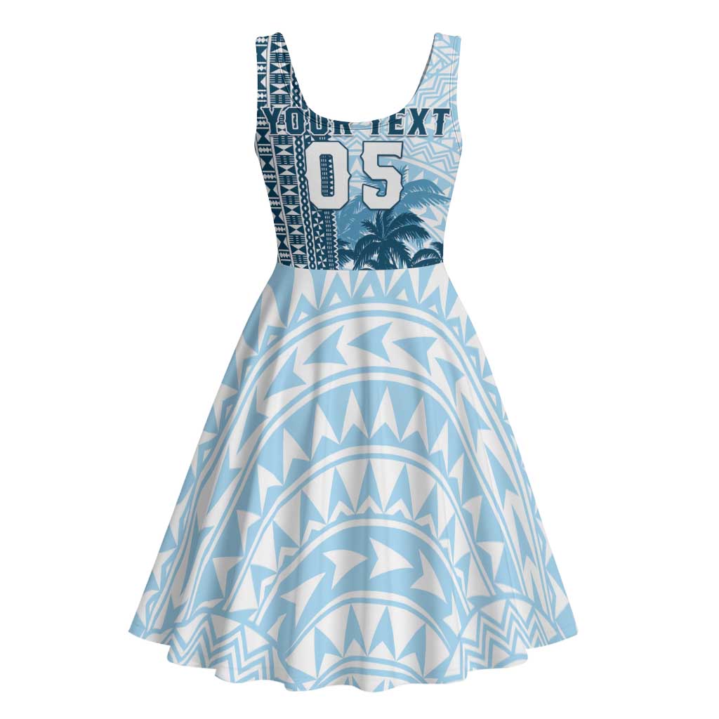 Custom Fiji Regatta Midi Dress Palm Tree Tapa Pattern - Polynesian Pride