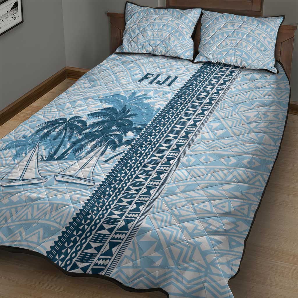 Fiji Regatta Quilt Bed Set Palm Tree Tapa Pattern - Polynesian Pride