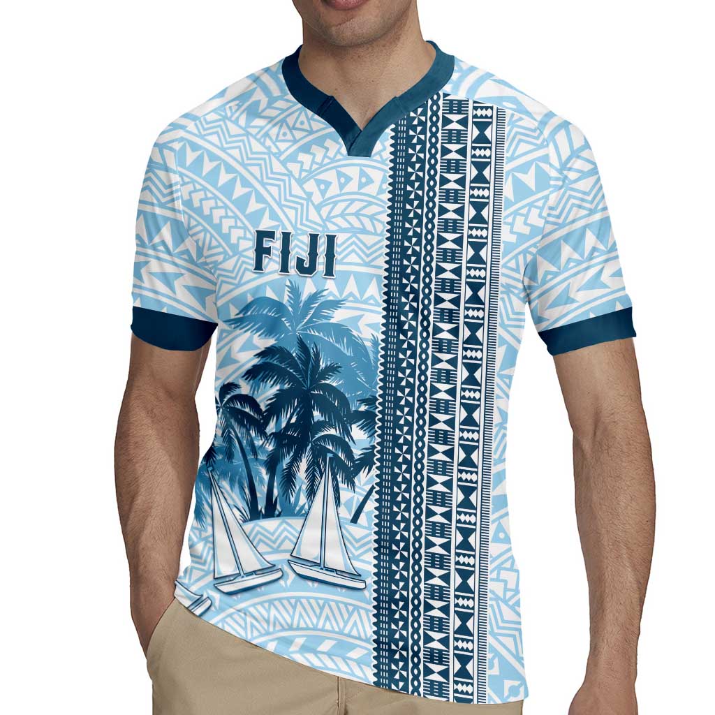 Custom Fiji Regatta Rugby Jersey Palm Tree Tapa Pattern - Polynesian Pride