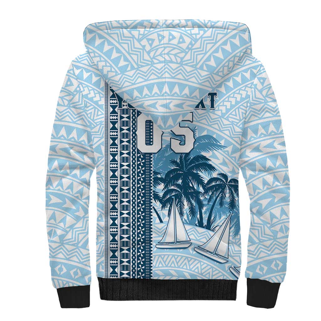 Custom Fiji Regatta Sherpa Hoodie Palm Tree Tapa Pattern LT05 - Polynesian Pride