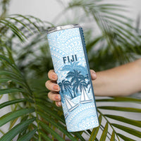Custom Fiji Regatta Skinny Tumbler Palm Tree Tapa Pattern - Polynesian Pride