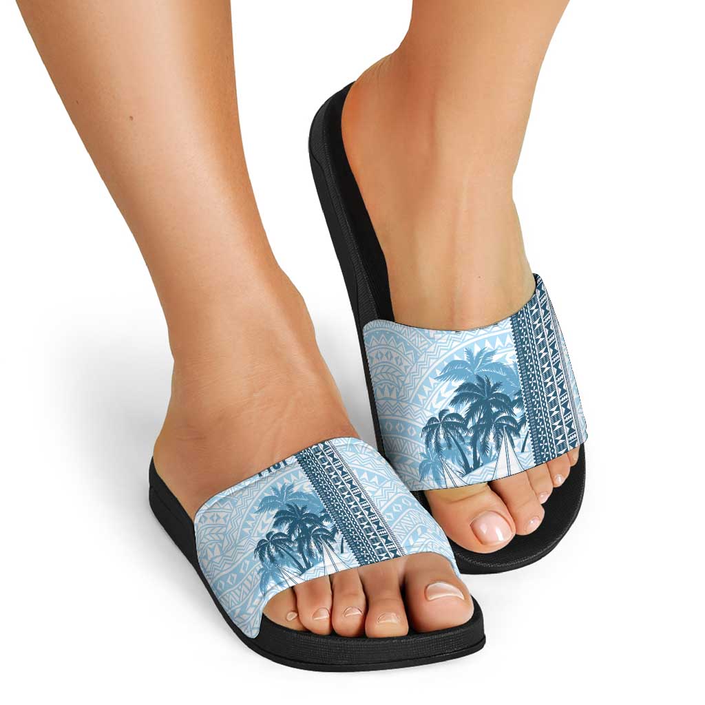Fiji Regatta Slide Sandals Palm Tree Tapa Pattern LT05 - Polynesian Pride