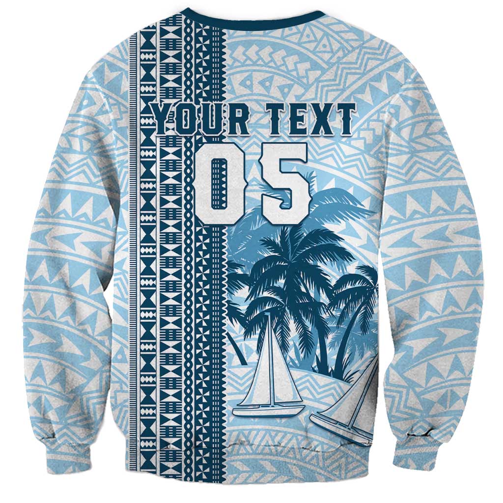 Custom Fiji Regatta Sweatshirt Palm Tree Tapa Pattern - Polynesian Pride
