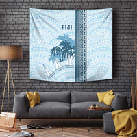 Fiji Regatta Tapestry Palm Tree Tapa Pattern LT05 Blue - Polynesian Pride