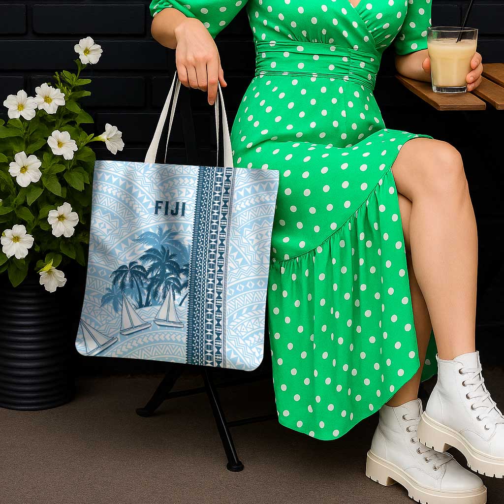 Fiji Regatta Tote Bag Palm Tree Tapa Pattern LT05 - Polynesian Pride