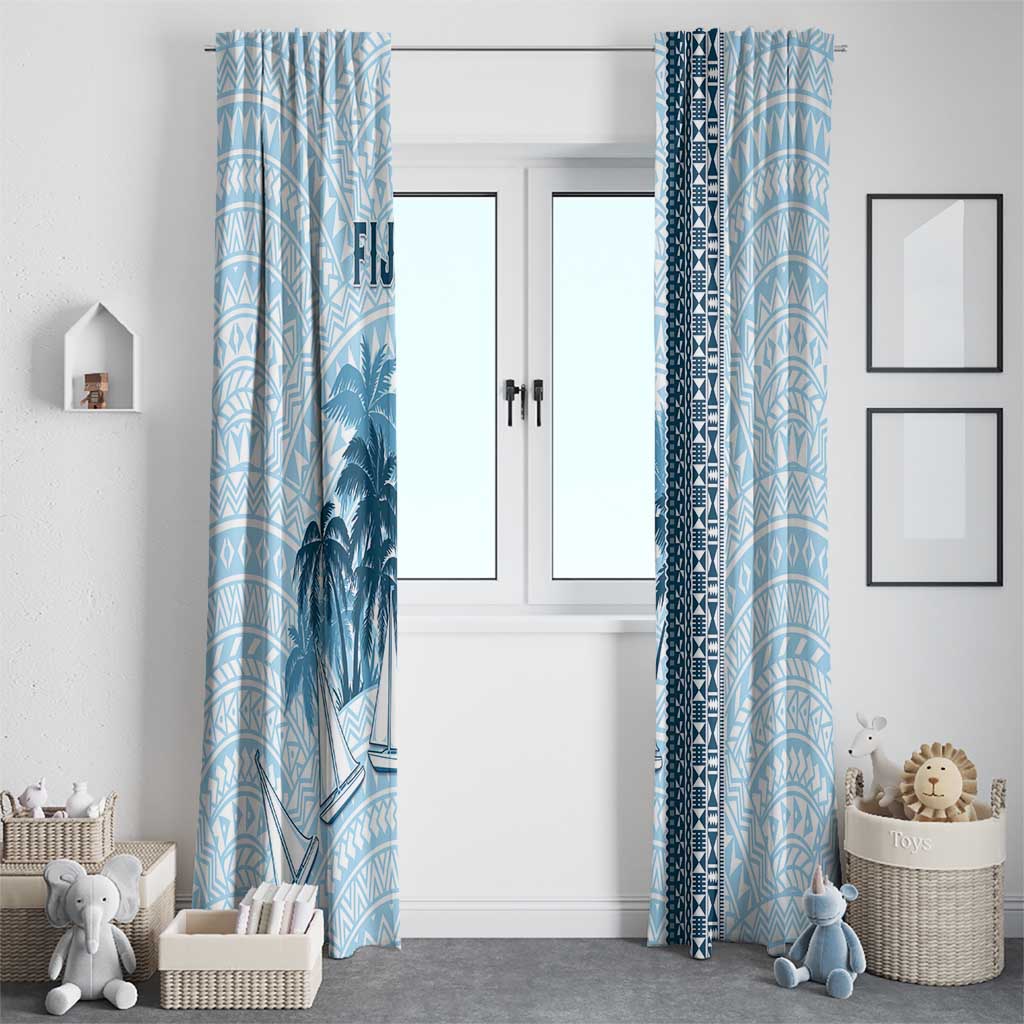 Fiji Regatta Window Curtain Palm Tree Tapa Pattern - Polynesian Pride