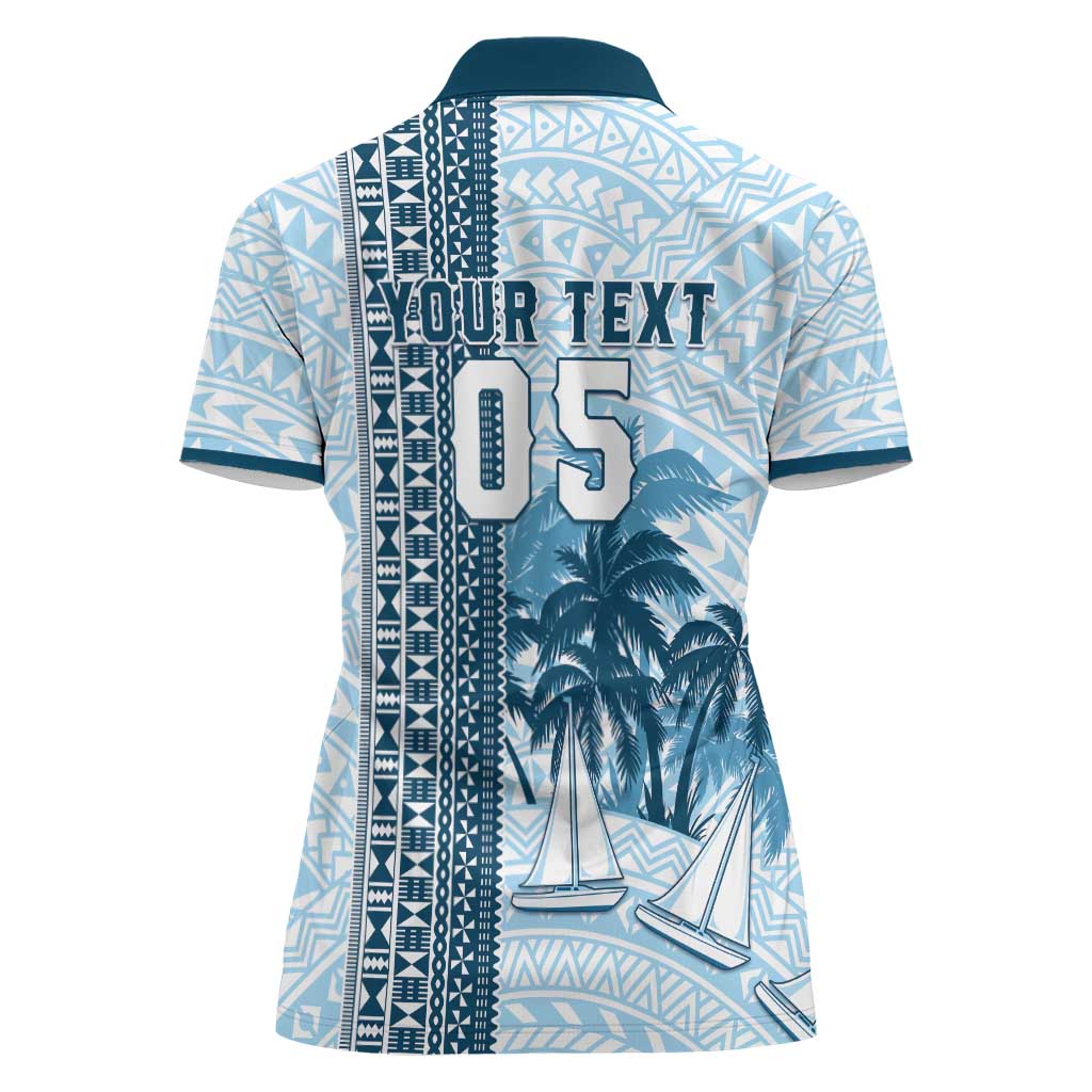 Custom Fiji Regatta Women Polo Shirt Palm Tree Tapa Pattern LT05 - Polynesian Pride