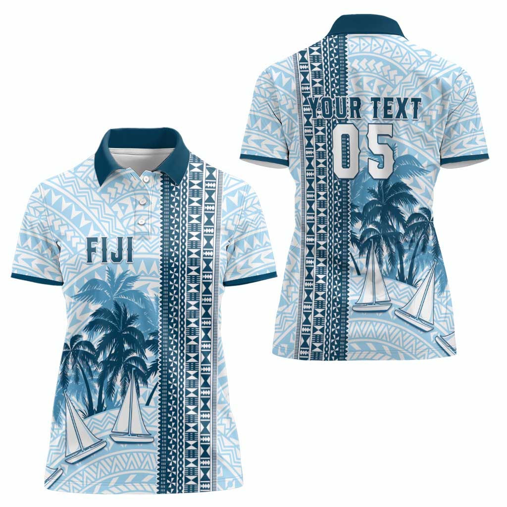 Custom Fiji Regatta Women Polo Shirt Palm Tree Tapa Pattern LT05 - Polynesian Pride